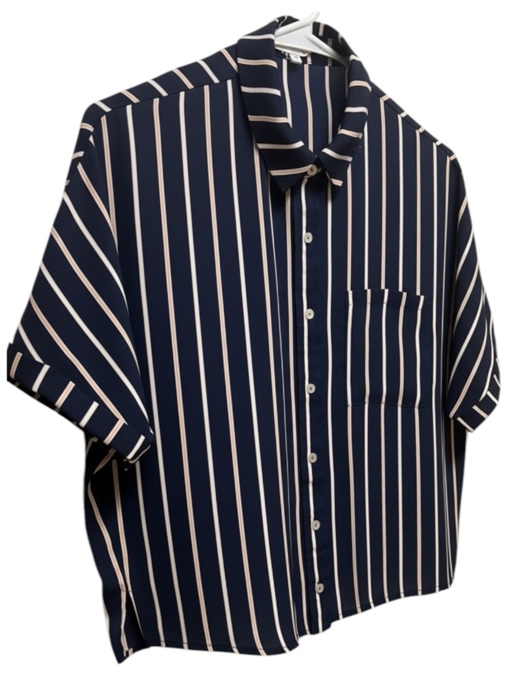 S.R. by Sweet Rain Striped Short  Sleeve Blouse - Preowned, Very Nice - Picture 2 of 7